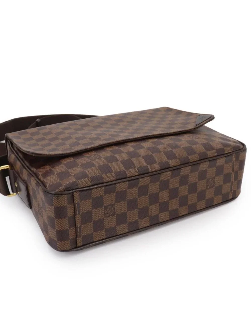 Louis Vuitton Damier Shelton MM Shoulder Bag Ebene Brown Gold